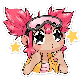 🤩 Dessin animé, Anime, Cheveux roses, Lunettes, Personnage, Mignon, Sticker telegram sticker