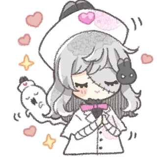 🙏 Anime, Sticker, Lindo, Fantasma, Corazón, Enfermera, Kawaii, Personaje telegram sticker