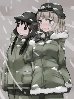 ❤ Anime, Neige, Filles, Militaire, Hiver, Boule de neige whatsapp sticker