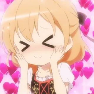 🥰 аниме, милый, сердечки, девушка, румянец telegram sticker