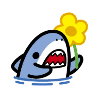 🐯 Squalo, Fiore, Carino, Cartone animato, Animale whatsapp sticker