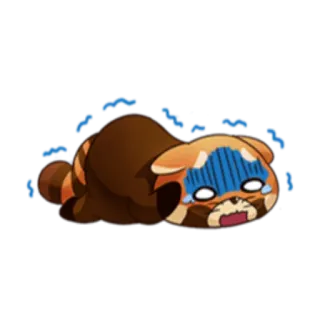 😨 panda merah, takut, cemas, khawatir, kartun, binatang, chibi telegram sticker