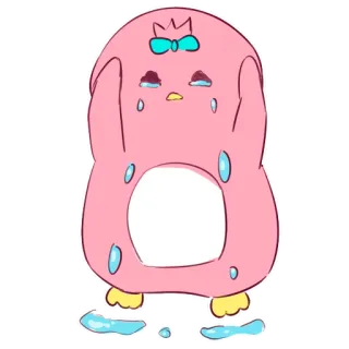 😢 kawaii, sad, crying, penguin, cute, cartoon, pink telegram sticker