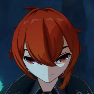🥴 Diluc Genshin Impact anime, game, red hair, manga, serious telegram sticker