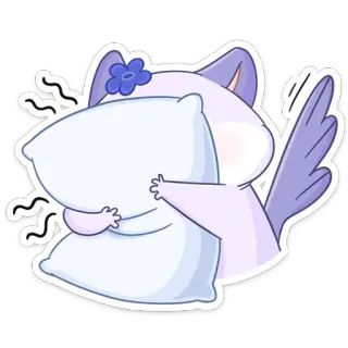 🙈 chat, oreiller, sommeil, mignon, animal whatsapp sticker
