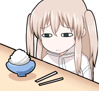 😞 Anime, Garota, Arroz, Hashi, Comida, Mangá, Triste, Fofo telegram sticker
