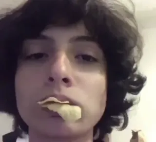 🎸 persona, finn wolfhard, mangiare, patatina, faccia, attore telegram sticker