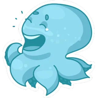 😆 octopus, cute, cartoon, animal, sea creature, blue, happy, kawaii telegram sticker