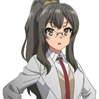 👋 Rio Futaba Rascal Does Not Dream of Bunny Girl Senpai Anime, Occhiali, Ragazza, Scienziata, Camice da laboratorio, Futaba Rio telegram sticker
