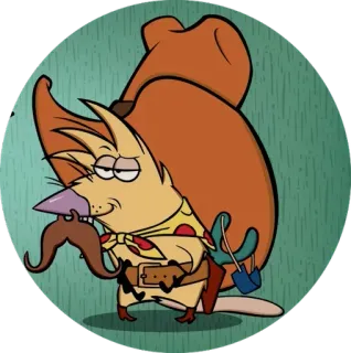 ⚪️ cartoon, beaver, cowboy, hat, western, mustache, animal telegram sticker
