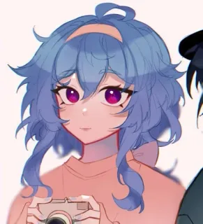 🌟 Dziewczyna anime, Słodkie, Aparat, Ilustracja, Kreskówka, Sztuka cyfrowa telegram sticker