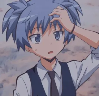 🌀 Nagisa Shiota Assassination Classroom Anime, Mangá, Nagisa, Assassination Classroom, cabelo azul, personagem whatsapp sticker