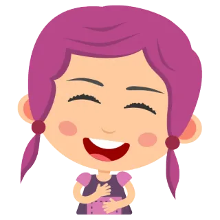 😂 Cartoon, Mädchen, Lachen, Fröhlich, Niedlich telegram sticker