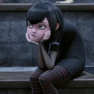 🕷 Mavis Dracula Hotel Transylvania vampir, hotel transsilvanien, traurig, gelangweilt, emo, goth telegram sticker
