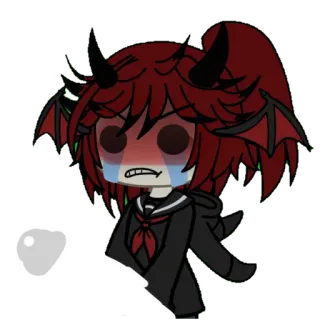 🥵 Gacha, Anime, Diabo, Chorando, Asas telegram sticker