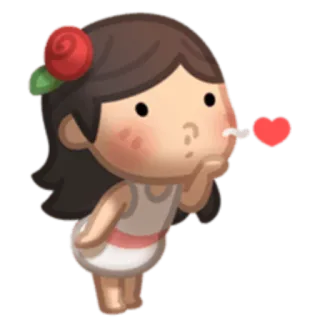😘 Cartoon, Meisje, Liefde, Kus, Hart, Roos, Luchtzoen, Schattig telegram sticker