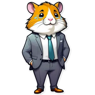 😢 criceto, abito, affari, animale, cravatta, cartone animato telegram sticker