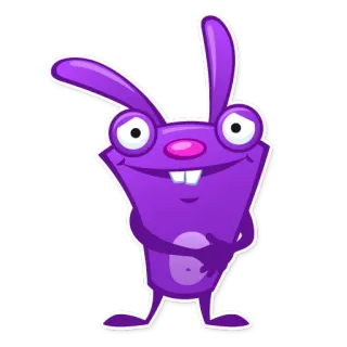 😄 стикер, фиолетовый, кролик, мультик, животное, смешной whatsapp sticker