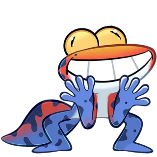 😁 Frosch, Cartoon, Fröhlich, Lächelnd, Illustration, Tier telegram sticker
