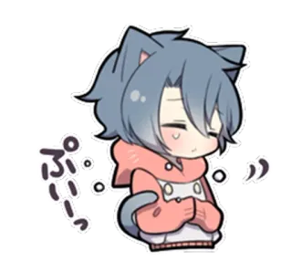 😭 ぷいっ! chat, animé, kawaii, mignon, autocollant, chibi whatsapp sticker