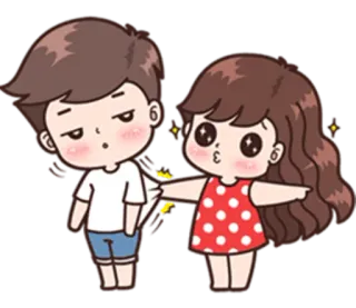 👉 Dessin animé, Couple, Amour, Relation, Mignon, Autocollant telegram sticker