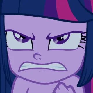 😡 Twilight Sparkle My Little Pony пони, гнев, мультфильм, магия, злой, лицо, решимость whatsapp sticker