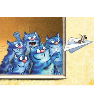✈️ cats, mouse, paper airplane, cartoon, animation, window, friendship, funny telegram sticker