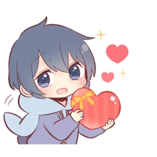 ❤️ 만화, 애니메이션, 귀여운, 하트, 사랑, 치비, 발렌타인 telegram sticker