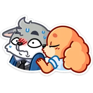 😘 desenho animado, animais, cachorro, lobo, fofo, engraçado, amor, romance whatsapp sticker