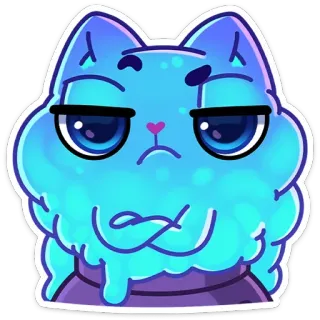 😒 แมว, สีฟ้า, การ์ตูน, สัตว์, น่ารัก, สติกเกอร์, ยิ้มเยาะ telegram sticker