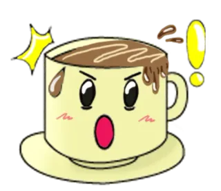 ❗ caffè, tazza, scioccato, sorpresa, cartone animato telegram sticker