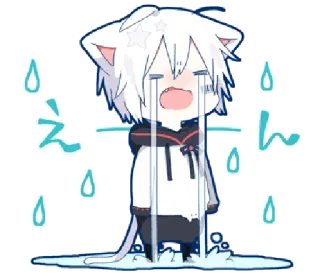 😭 えーん crying, cat ears, anime, chibi, sad, tears whatsapp sticker