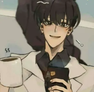 📖 Anime, Café, Lindo, Personaje, Arte whatsapp sticker