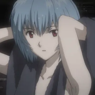 🩺 Rei Ayanami Neon Genesis Evangelion anime, Rei Ayanami, Evangelion, postać, niebieskie włosy, czerwone oczy telegram sticker