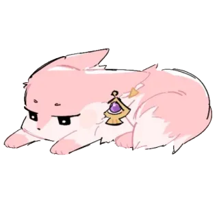 😞 fox, animal, cute, pink, ears telegram sticker