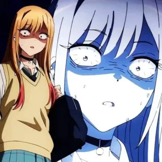 😰 anime, scioccato, sorpreso, personaggio telegram sticker