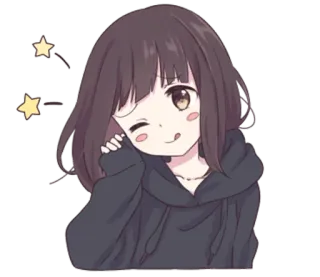 😅 Anime, Dziewczyna, Kawaii, Słodkie, Kreskówka, Gwiazdy, Mrugnięcie telegram sticker