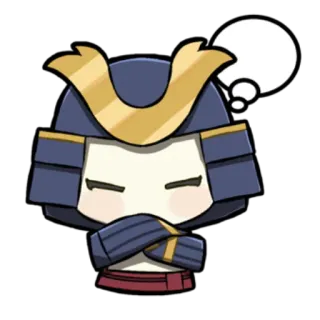 🤔 Samurai, Krieger, Rüstung, Denkend, Niedlich, Cartoon whatsapp sticker