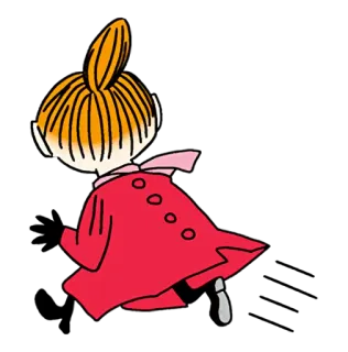 🏃 Little My Moomins Cartoon, Kind, Figur, animiert, roter Mantel telegram sticker