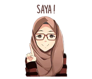 🙂 Hijab, Femme, Lunettes, Pointage, Musulman telegram sticker