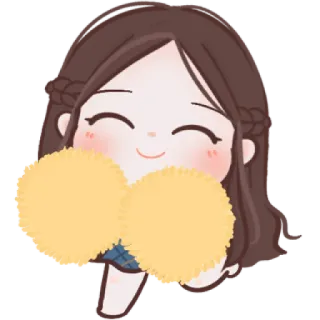 🧸 Cheerleader, Pompons, Mignon, Fille, Joyeux, Dessin animé telegram sticker