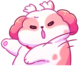 😒 개, 귀여운, 분홍색, 만화, 동물, 스티커 telegram sticker