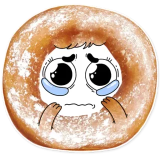 😭 triste, pleurer, donut, dessin animé, kawaii, nourriture, dessert telegram sticker