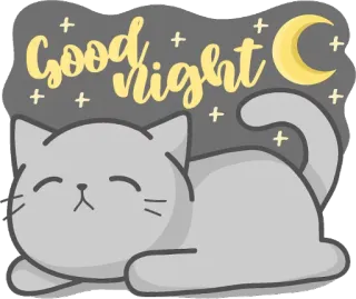 😴 Good night gute Nacht, Katze, Mond, Sterne, Schlaf, süß, Tier telegram sticker