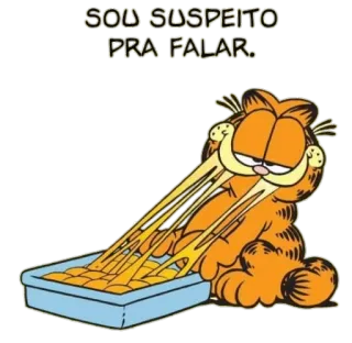😼 Garfield SOU SUSPEITO PRA FALAR. Garfield, desenho animado, gato, lasanha, comida, humor telegram sticker