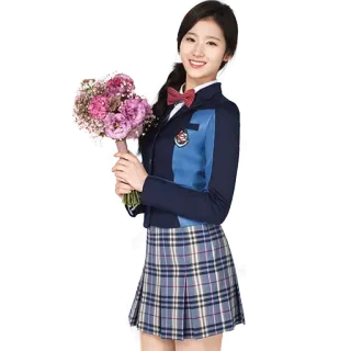 💐 kpop, seragam sekolah, rok kotak-kotak, gadis, bunga, idola, potret whatsapp sticker