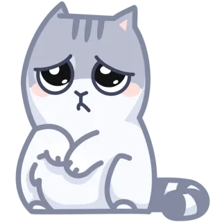😢 gato, triste, animal, fofo, cinza telegram sticker