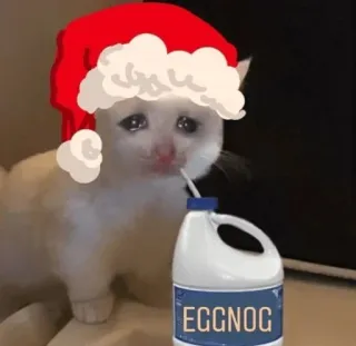 😩 EGGNOG 猫, クリスマス, エッグノッグ, 悲しい, ホリデー telegram sticker