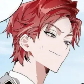 🥢 anime, manga, dibujos animados, pelo rojo, sonrisa burlona, hombre telegram sticker
