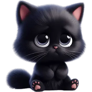 🥺 gato, gatinho, fofo, preto, animal, desenho animado whatsapp sticker